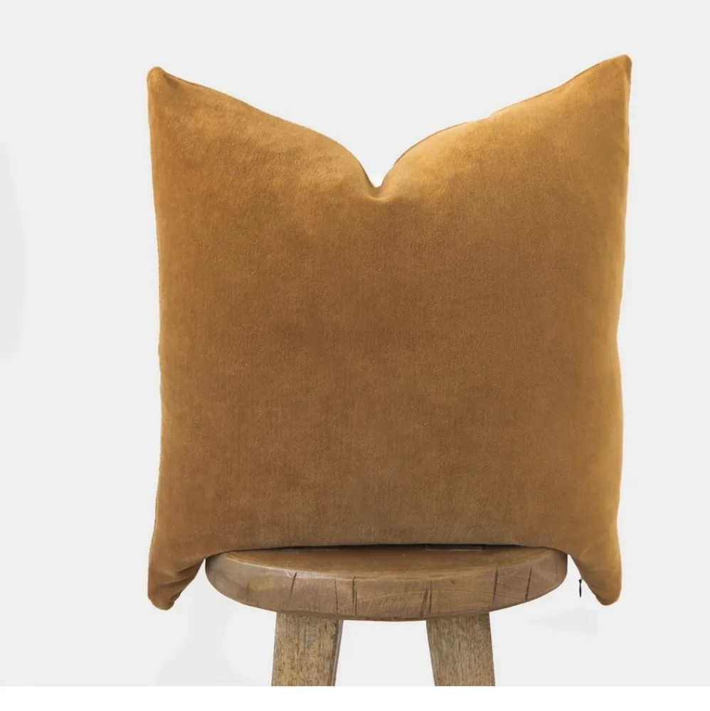 2 Woven Nook velvet / Fall pillow cover camel brown  yellow